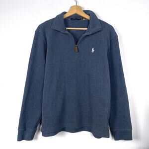 Polo Ralph Lauren Mens Blue Quarter Zip Pullover Sweater Embroidered Pony 1/4